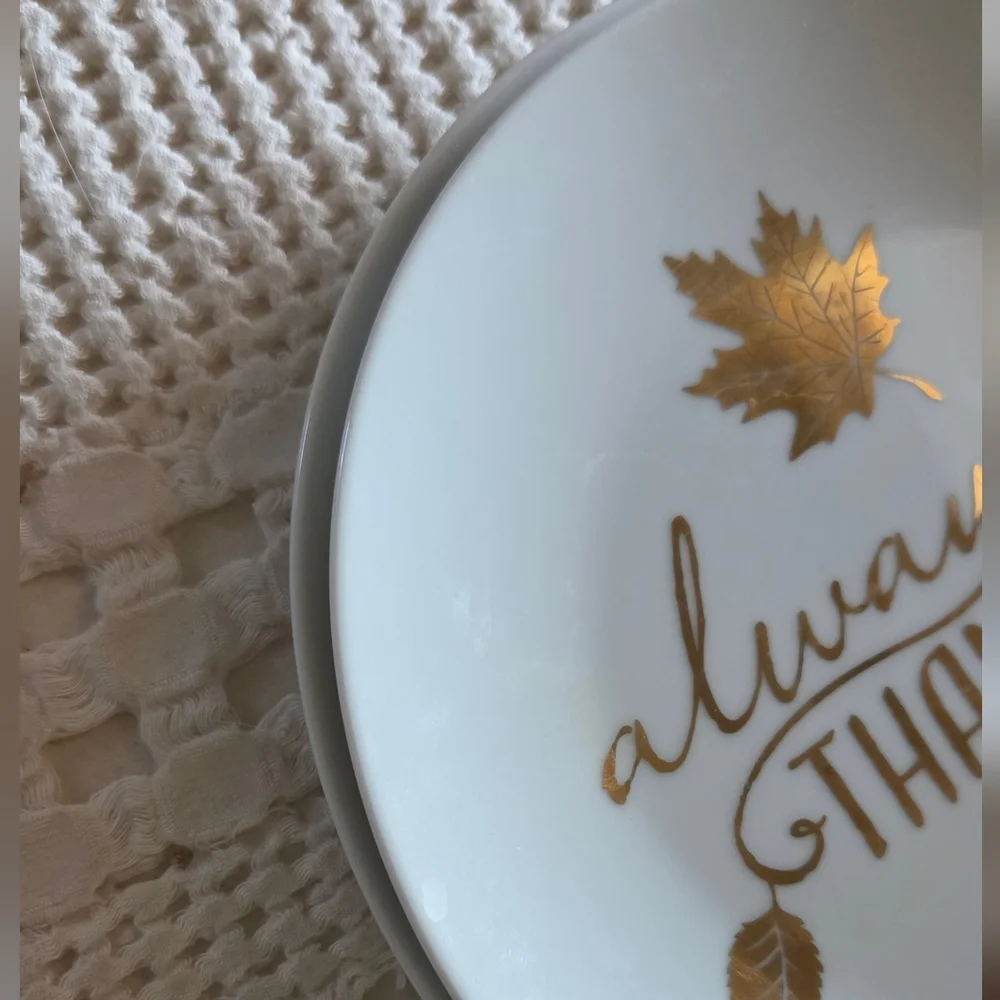 Pier 1 Imports Gold Leaf And Acorn Thanksgiving Plate Set